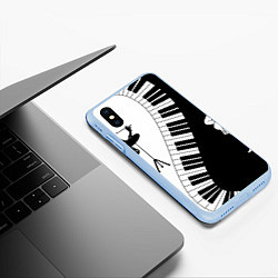Чехол iPhone XS Max матовый Черно Белое пианино, цвет: 3D-голубой — фото 2