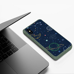 Чехол iPhone XS Max матовый Космическая одиссея, цвет: 3D-темно-зеленый — фото 2