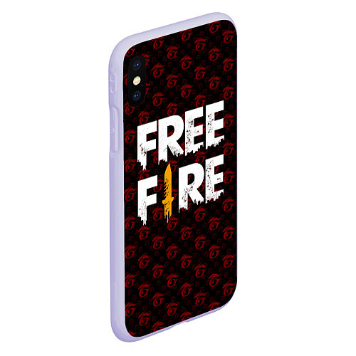 Чехол iPhone XS Max матовый FREEFIRE PATTERN GARENA Z / 3D-Светло-сиреневый – фото 2