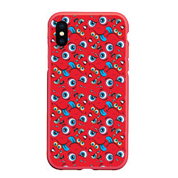 Чехол iPhone XS Max матовый Кривляка, цвет: 3D-красный