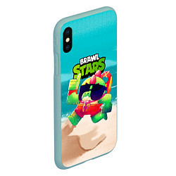 Чехол iPhone XS Max матовый Базз Buzz Brawl Stars пляж, цвет: 3D-мятный — фото 2