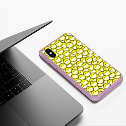 Чехол iPhone XS Max матовый Смайлики в Масках, цвет: 3D-сиреневый — фото 2