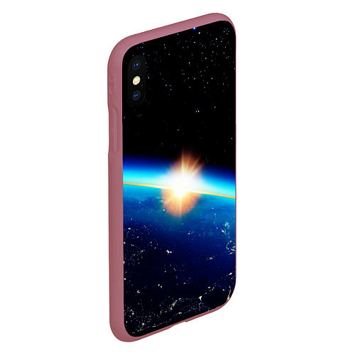 Чехол iPhone XS Max матовый КОСМИЧЕСКИЙ РАССВЕТ 3D / 3D-Малиновый – фото 2