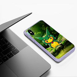 Чехол iPhone XS Max матовый Пикачу дракон, цвет: 3D-светло-сиреневый — фото 2