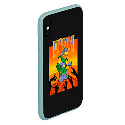 Чехол iPhone XS Max матовый Doom x Simpsons, цвет: 3D-мятный — фото 2
