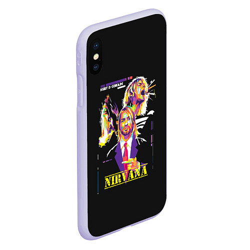 Чехол iPhone XS Max матовый Kurt Cobain / 3D-Светло-сиреневый – фото 2