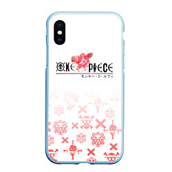 Чехол iPhone XS Max матовый One Piece резиновый Луффи, цвет: 3D-голубой