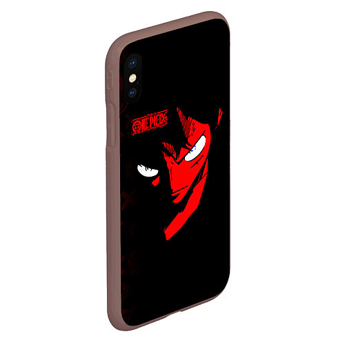 Чехол iPhone XS Max матовый Взгляд Луффи One Piece / 3D-Коричневый – фото 2