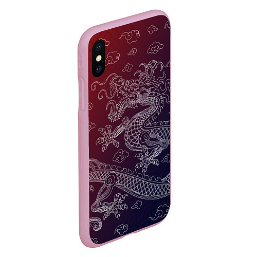 Чехол iPhone XS Max матовый Традиционный китайский дракон / 3D-Розовый – фото 2