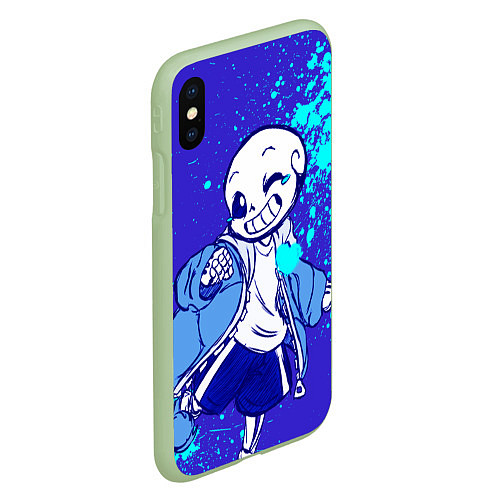 Чехол iPhone XS Max матовый UNDERTALE SANS BLUE / 3D-Салатовый – фото 2