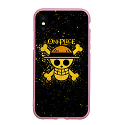Чехол iPhone XS Max матовый Веселый Роджер пиратов Соломенной Шляпы, цвет: 3D-розовый