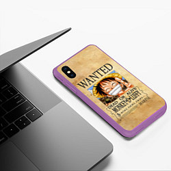 Чехол iPhone XS Max матовый Манки Д Луффи в розыске One Piece, цвет: 3D-фиолетовый — фото 2