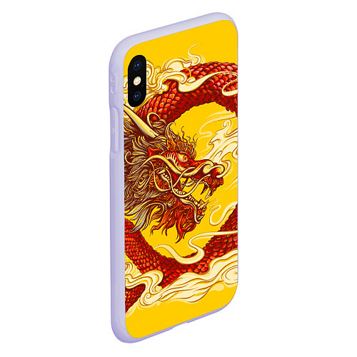 Чехол iPhone XS Max матовый Китайский Дракон, China Dragon / 3D-Светло-сиреневый – фото 2