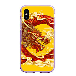 Чехол iPhone XS Max матовый Китайский Дракон, China Dragon, цвет: 3D-сиреневый