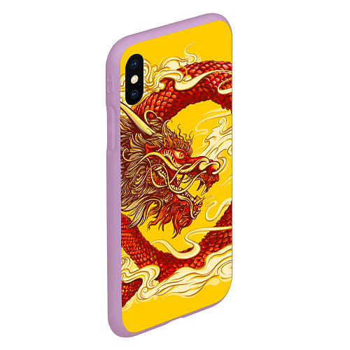 Чехол iPhone XS Max матовый Китайский Дракон, China Dragon / 3D-Сиреневый – фото 2