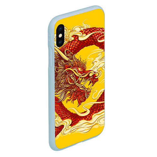 Чехол iPhone XS Max матовый Китайский Дракон, China Dragon / 3D-Голубой – фото 2