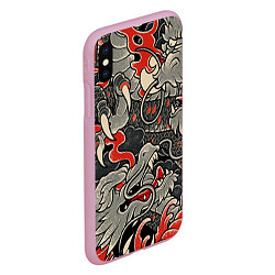 Чехол iPhone XS Max матовый Китайский Дракон, China Dragon, цвет: 3D-розовый — фото 2