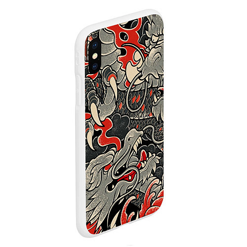 Чехол iPhone XS Max матовый Китайский Дракон, China Dragon / 3D-Белый – фото 2