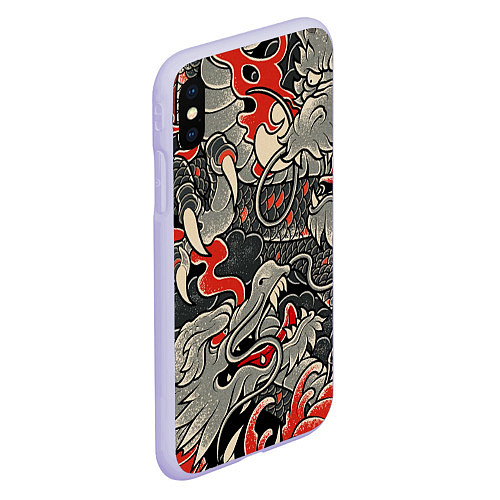 Чехол iPhone XS Max матовый Китайский Дракон, China Dragon / 3D-Светло-сиреневый – фото 2