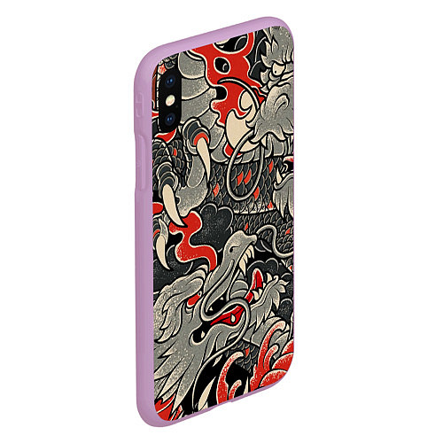 Чехол iPhone XS Max матовый Китайский Дракон, China Dragon / 3D-Сиреневый – фото 2