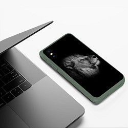 Чехол iPhone XS Max матовый Гордый лев, цвет: 3D-темно-зеленый — фото 2