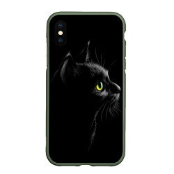 Чехол iPhone XS Max матовый Черный кот, цвет: 3D-темно-зеленый