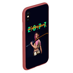 Чехол iPhone XS Max матовый CYBERPUNK 2077 КИБЕРПАНК Z, цвет: 3D-красный — фото 2