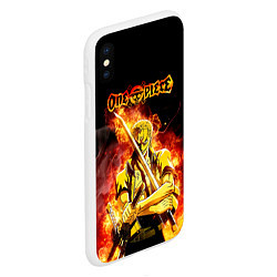 Чехол iPhone XS Max матовый Зоро в огне One Piece Большой куш, цвет: 3D-белый — фото 2