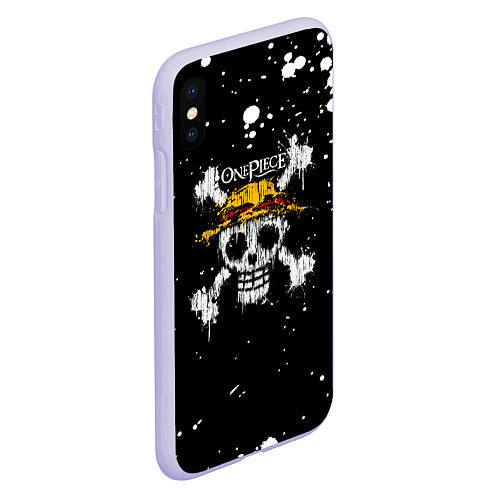 Чехол iPhone XS Max матовый Весылый Роджер One Piece / 3D-Светло-сиреневый – фото 2