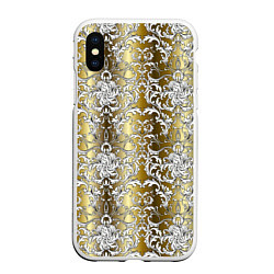 Чехол iPhone XS Max матовый Versace gold & white