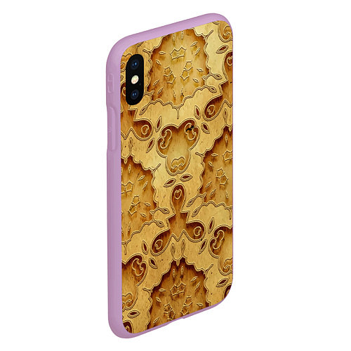 Чехол iPhone XS Max матовый 3D резьба по дереву / 3D-Сиреневый – фото 2