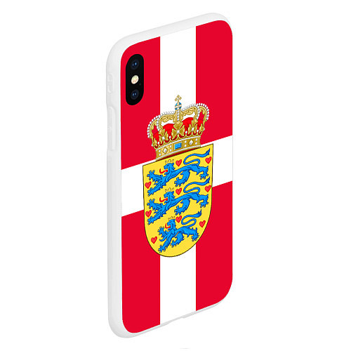 Чехол iPhone XS Max матовый Дания Герб и флаг Дании / 3D-Белый – фото 2