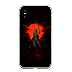 Чехол iPhone XS Max матовый Blood moon, цвет: 3D-салатовый