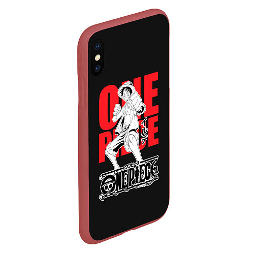 Чехол iPhone XS Max матовый One Piece Luffy / 3D-Красный – фото 2