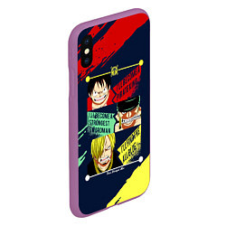 Чехол iPhone XS Max матовый Луффи, Зоро и Санджи One Piece, цвет: 3D-фиолетовый — фото 2