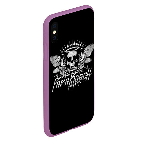 Чехол iPhone XS Max матовый Череп Папа Роуч / 3D-Фиолетовый – фото 2