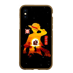 Чехол iPhone XS Max матовый Манки Д Луффи пираты Соломенной Шляпы, цвет: 3D-коричневый