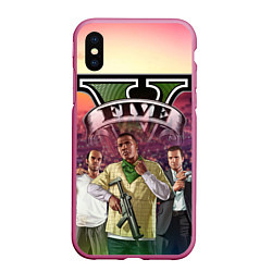 Чехол iPhone XS Max матовый GTA V TEAM FOREVER AND EVER, цвет: 3D-малиновый