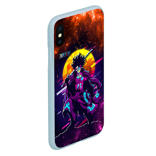 Чехол iPhone XS Max матовый One Piece боевой кибер - Луффи / 3D-Голубой – фото 2