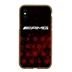 Чехол iPhone XS Max матовый Mercedes AMG - Particles Pattern, цвет: 3D-коричневый