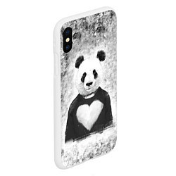 Чехол iPhone XS Max матовый Панда Любовь Сердце Меланж, цвет: 3D-белый — фото 2