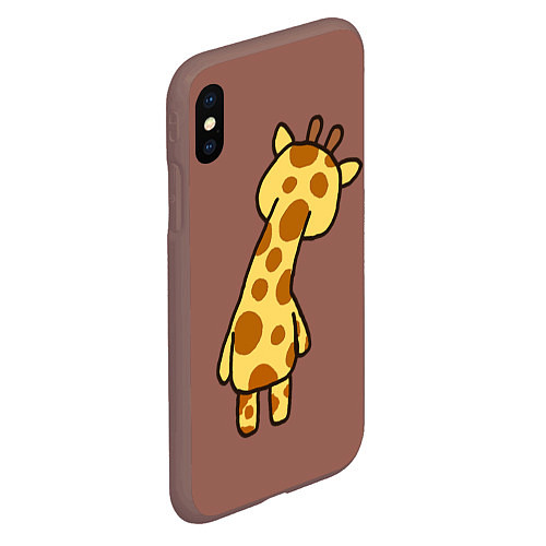 Чехол iPhone XS Max матовый Милый жираф со спины / 3D-Коричневый – фото 2