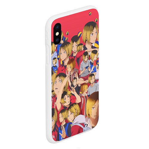 Чехол iPhone XS Max матовый Kozume Kenma Pattern Color / 3D-Белый – фото 2