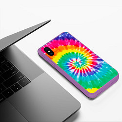 Чехол iPhone XS Max матовый Тай Дай, цвет: 3D-фиолетовый — фото 2