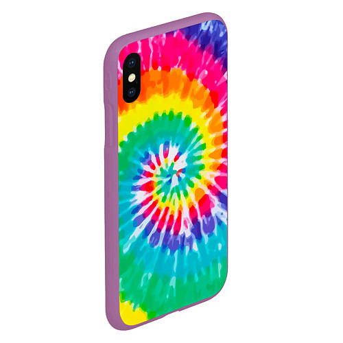 Чехол iPhone XS Max матовый Тай Дай / 3D-Фиолетовый – фото 2