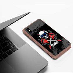 Чехол iPhone XS Max матовый Сектор Газа две гитары и череп, цвет: 3D-коричневый — фото 2