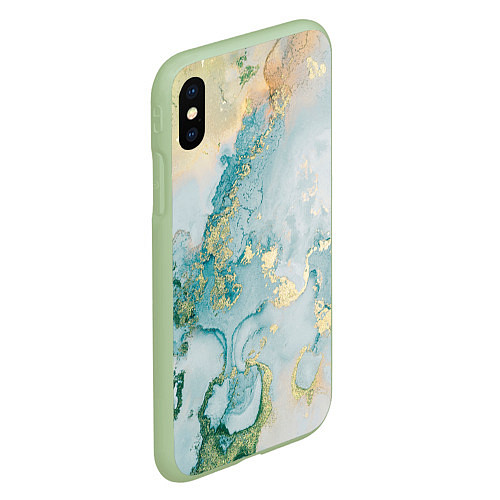 Чехол iPhone XS Max матовый Абстрактный мрамор / 3D-Салатовый – фото 2