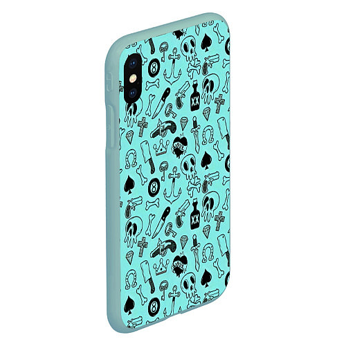 Чехол iPhone XS Max матовый SkullS / 3D-Мятный – фото 2