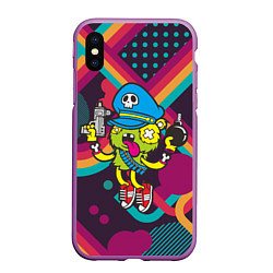 Чехол iPhone XS Max матовый Crazy Bomberman, цвет: 3D-фиолетовый
