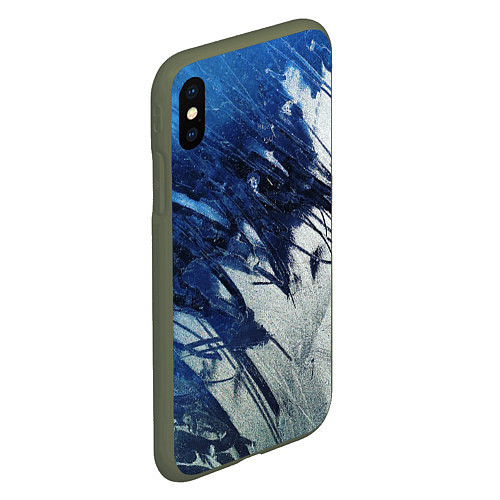 Чехол iPhone XS Max матовый Серо-синее абстрактное / 3D-Темно-зеленый – фото 2